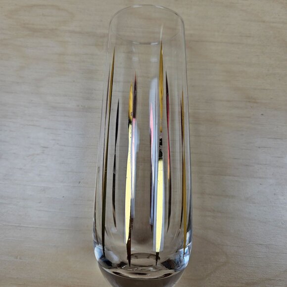4 Vintage Mid Century Champagne Flute Gold Blown Glass Clear Stemless Contempora - Picture 5 of 8